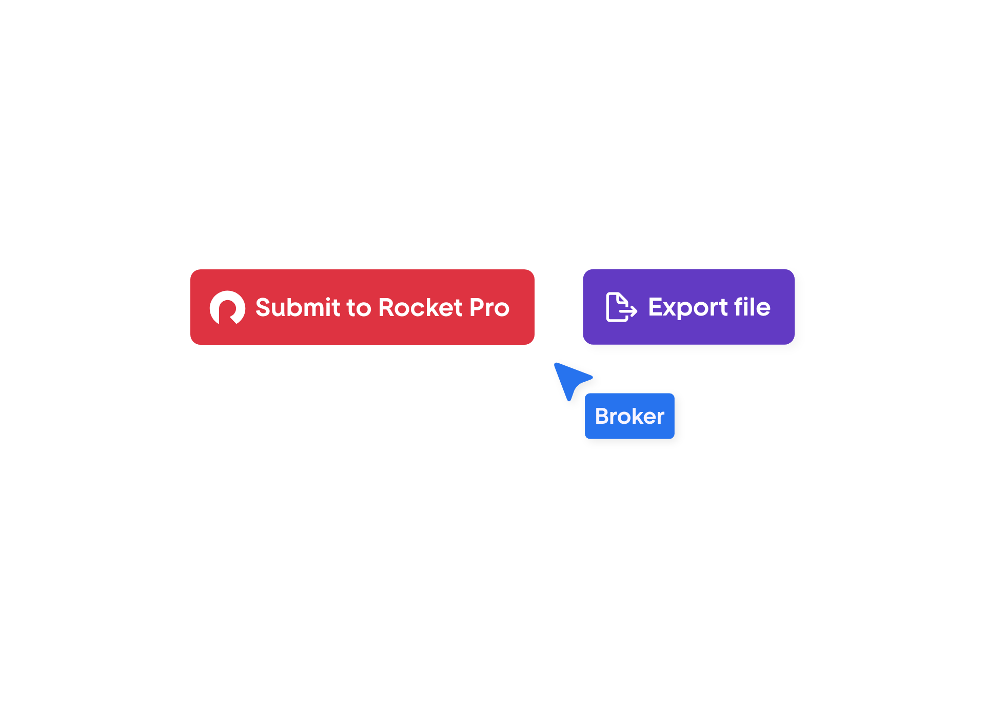 Jupiter's Rocket Pro integration, showing a two-click submission from the broker's own file