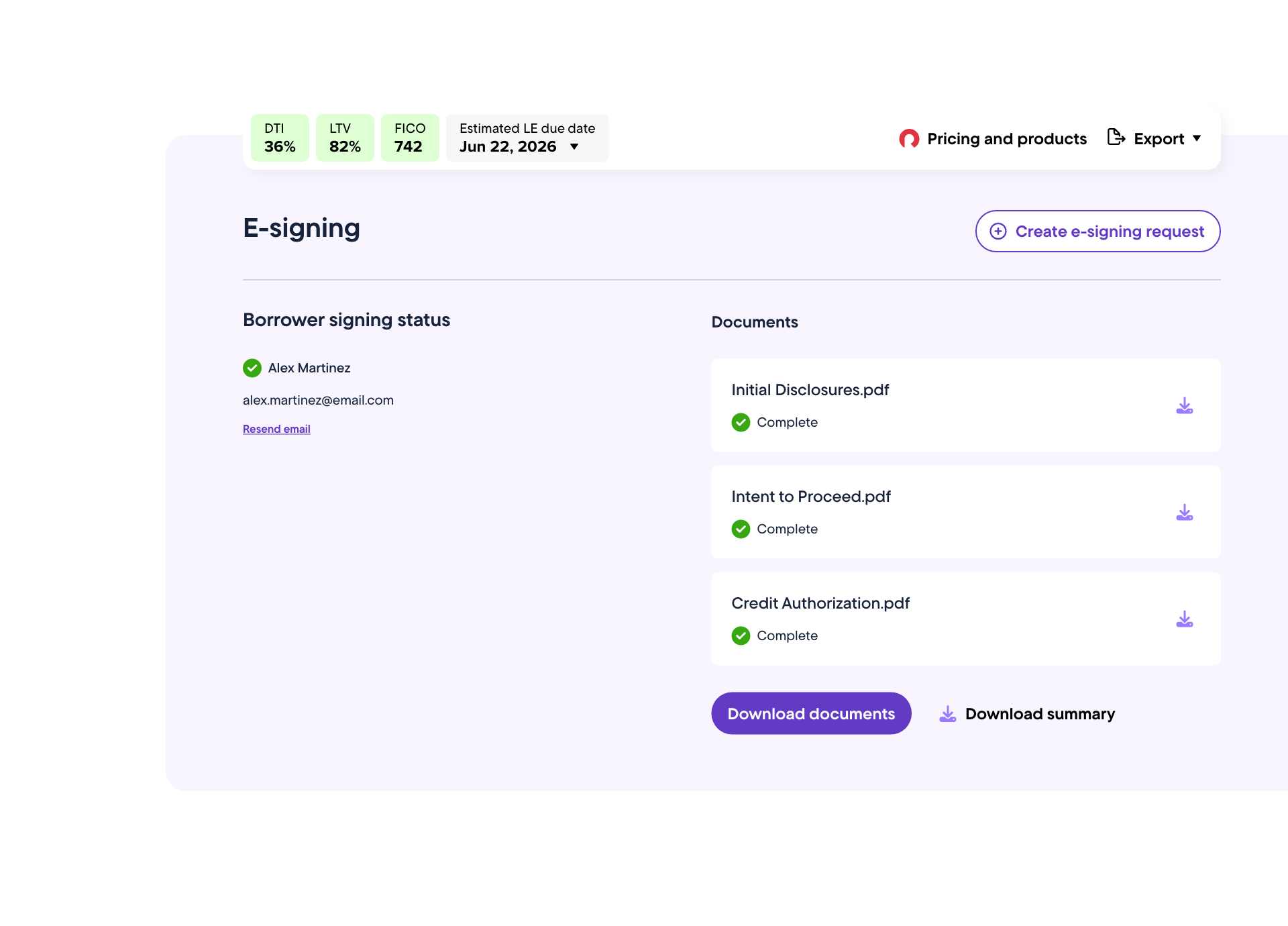 Documents automatically organized into a lender-ready submission package